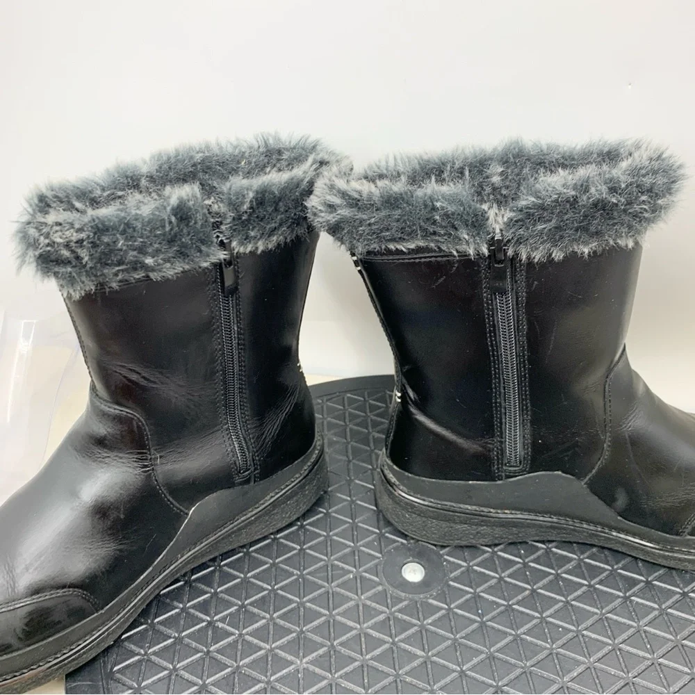 Merrell Boots Women Size‎ 9 Shoes Black Leather Faux Fur Lined Dry Waterproof